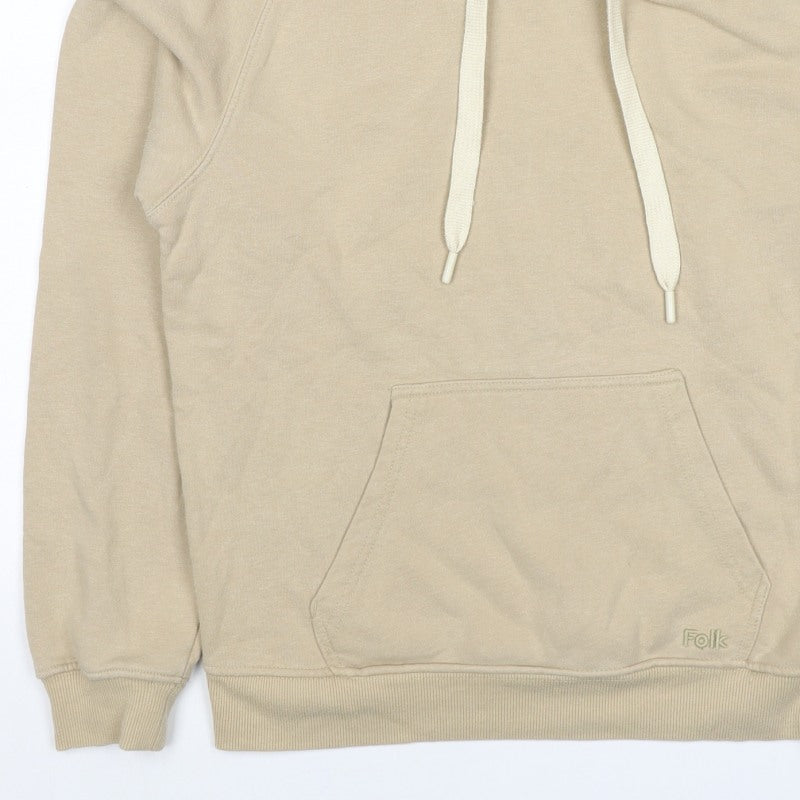 Folk Women’s Beige Size 12 Pullover Hoodie Cotton Blend Logo