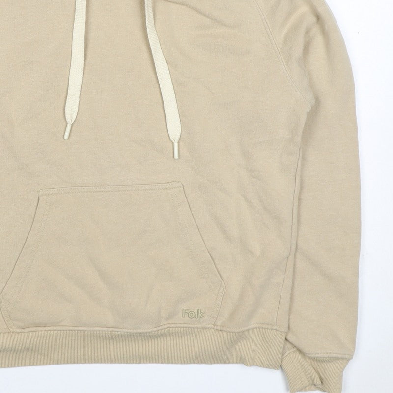 Folk Women’s Beige Size 12 Pullover Hoodie Cotton Blend Logo
