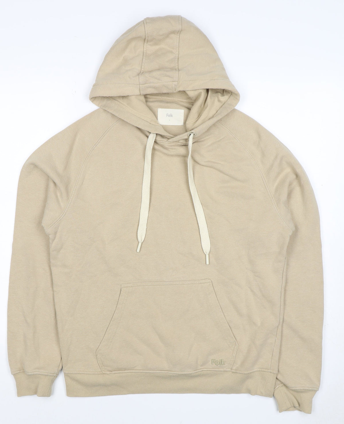 Folk Women’s Beige Size 12 Pullover Hoodie Cotton Blend Logo