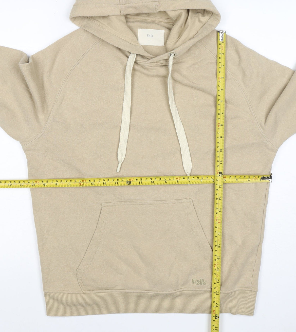 Folk Women’s Beige Size 12 Pullover Hoodie Cotton Blend Logo