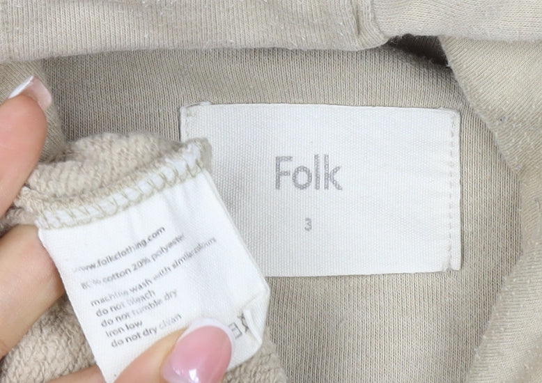 Folk Women’s Beige Size 12 Pullover Hoodie Cotton Blend Logo