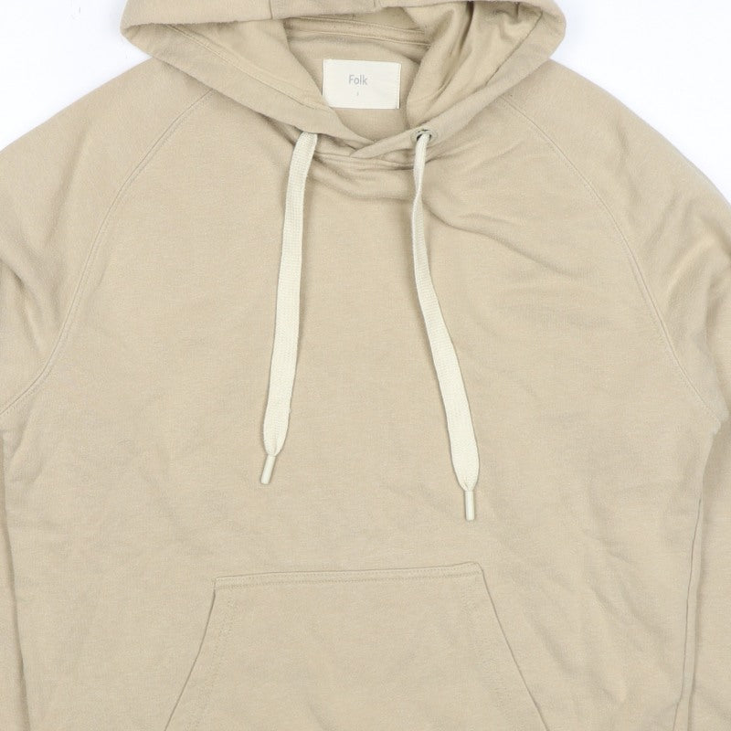 Folk Women’s Beige Size 12 Pullover Hoodie Cotton Blend Logo