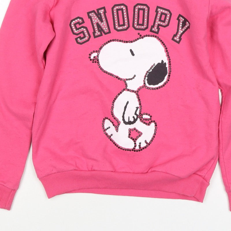 Snoopy Girls Pink 9-10 Years Pullover Sweatshirt Rhinestone Peanuts