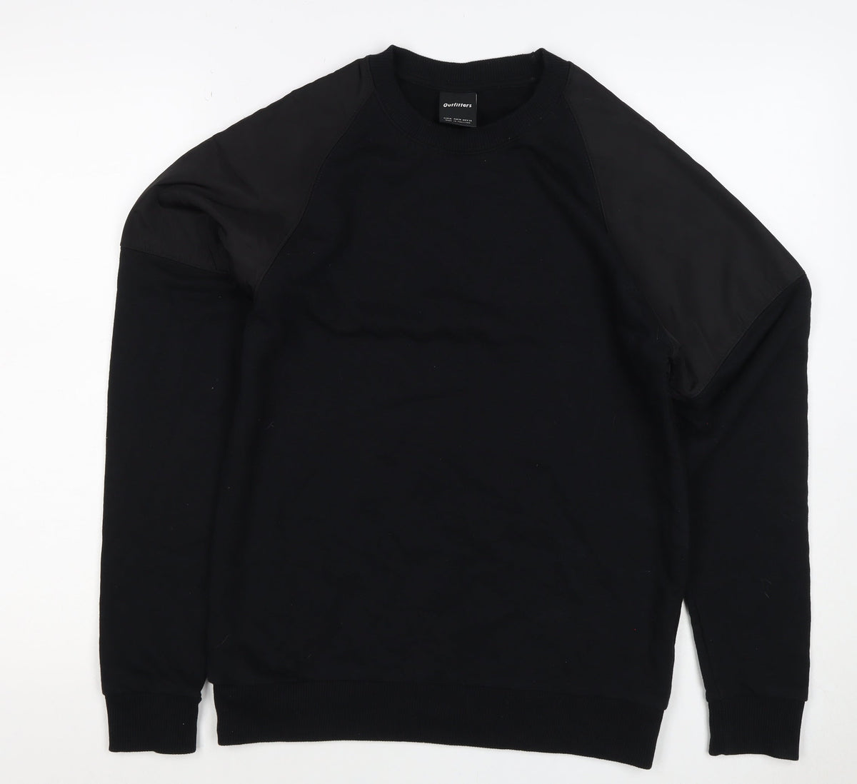 Outfitters Men’s Black M Crew Neck Pullover Sweatshirt Contrast Sleeves