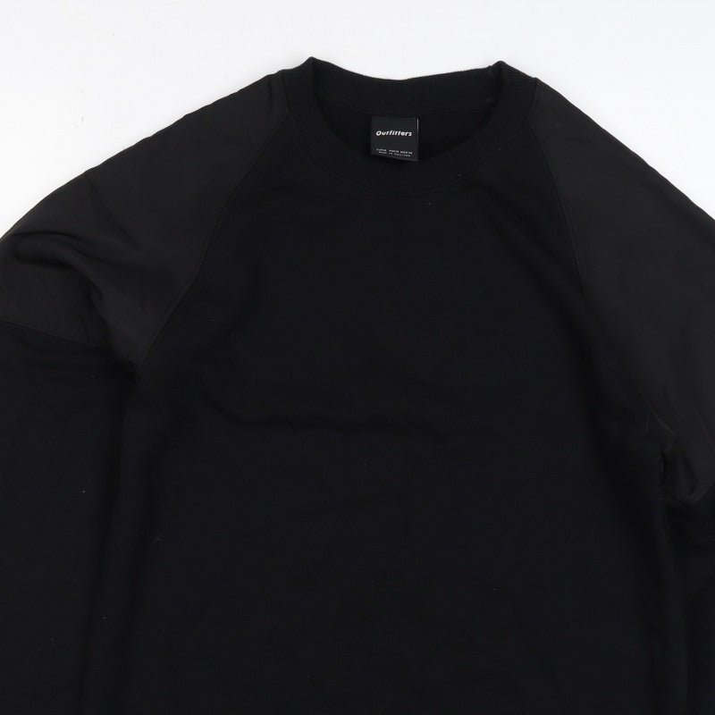 Outfitters Men’s Black M Crew Neck Pullover Sweatshirt Contrast Sleeves