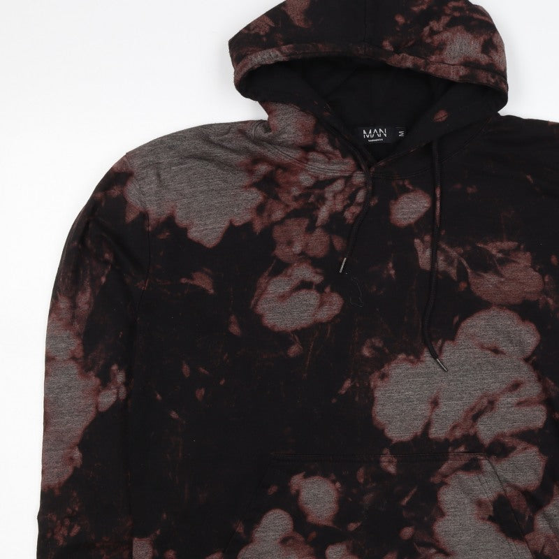 boohooMAN Men’s Multicoloured Tie Dye Pullover Hoodie M Gothic
