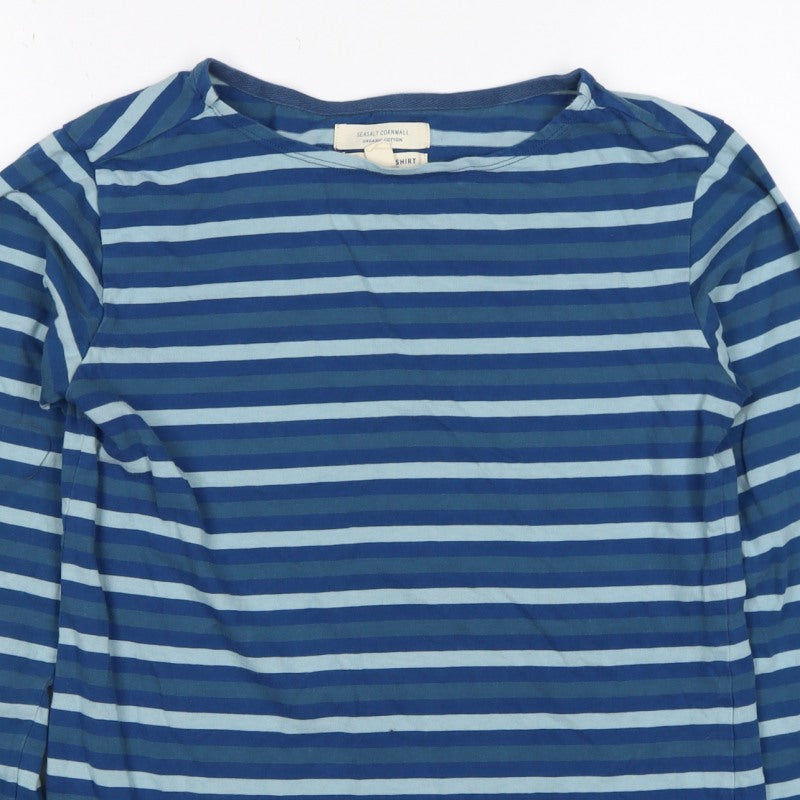 Seasalt Cornwall Women’s Blue Stripe Organic Cotton Jersey Top UK 10