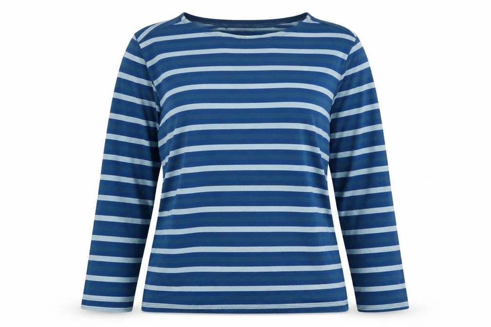 Seasalt Cornwall Women’s Blue Stripe Organic Cotton Jersey Top UK 10