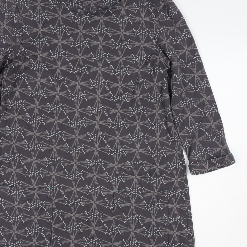 White Stuff Women Grey Geometric Print UK 12 Shift Dress Pockets