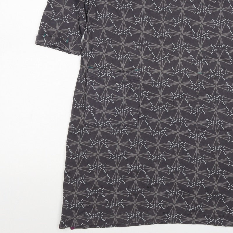 White Stuff Women Grey Geometric Print UK 12 Shift Dress Pockets