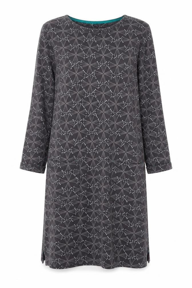 White Stuff Women Grey Geometric Print UK 12 Shift Dress Pockets