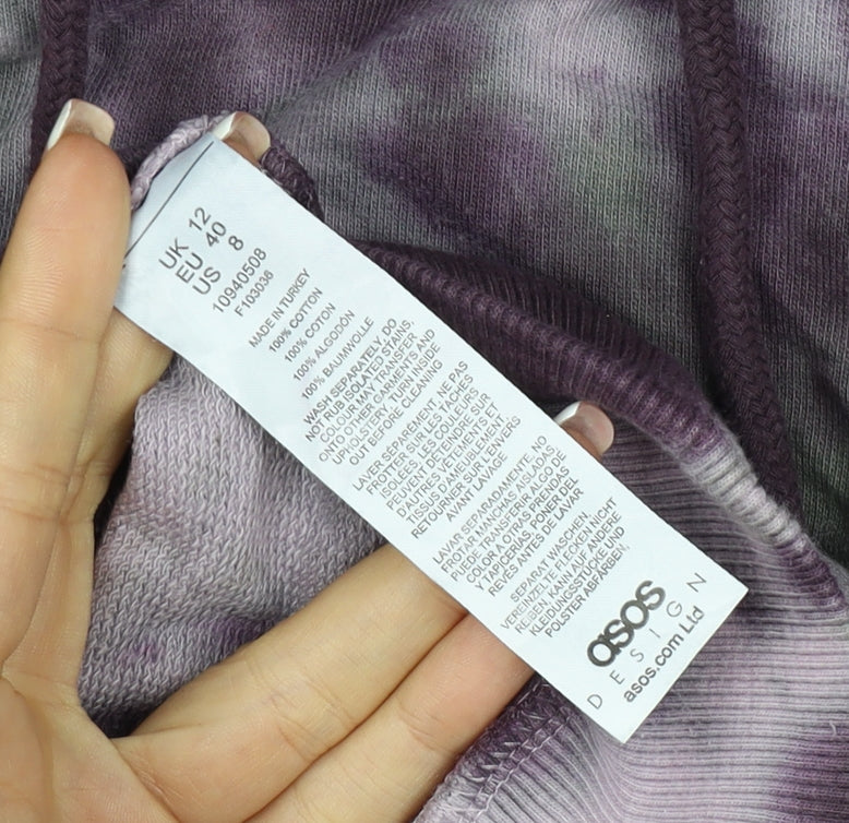 ASOS DESIGN Women’s Purple Tie Dye Pullover Hoodie UK 12 Cotton
