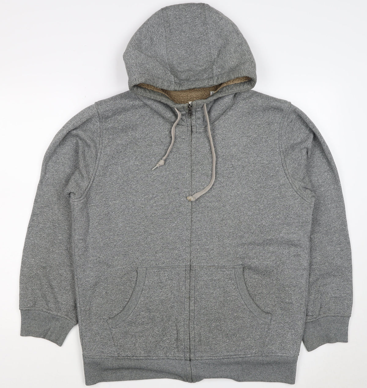 Uniqlo Men Grey XL Full Zip Hooded Fleece Lined Hoodie