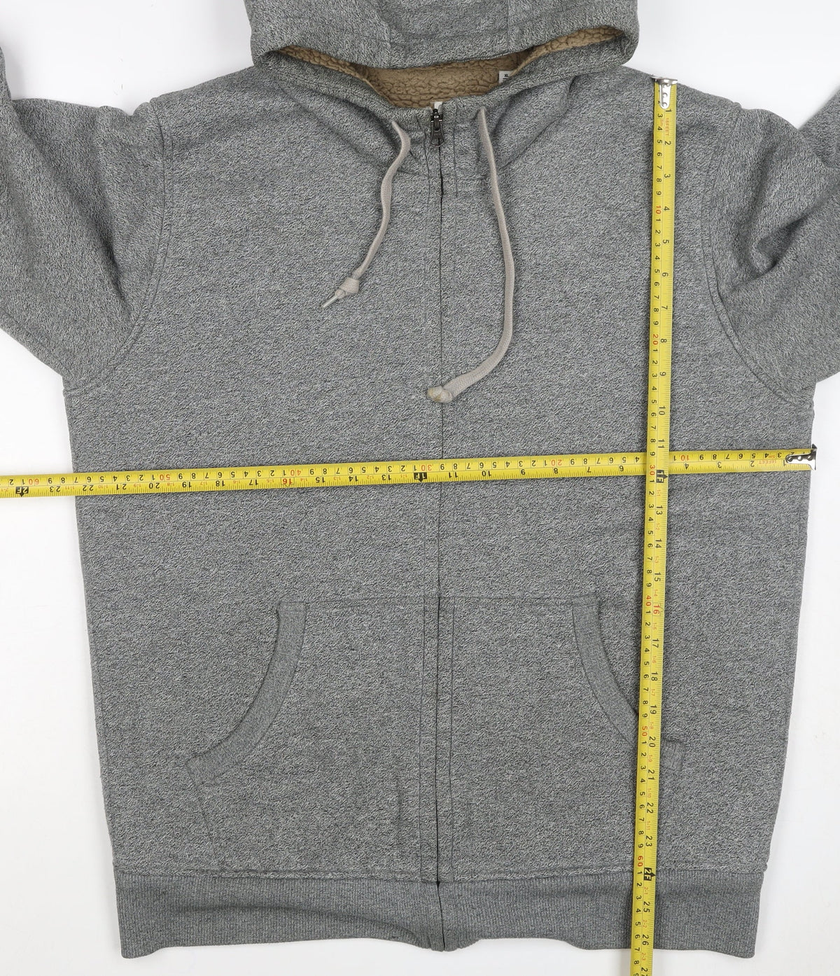 Uniqlo Men Grey XL Full Zip Hooded Fleece Lined Hoodie