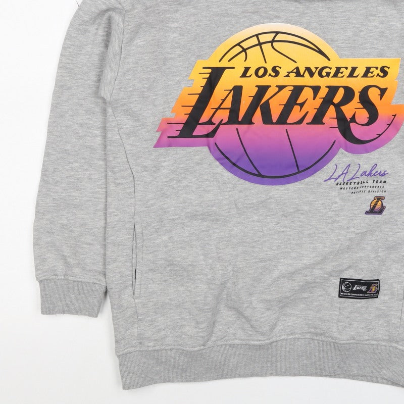 NBA LA Lakers Boys Grey Pullover Hoodie 12-13 Years Graphic Print