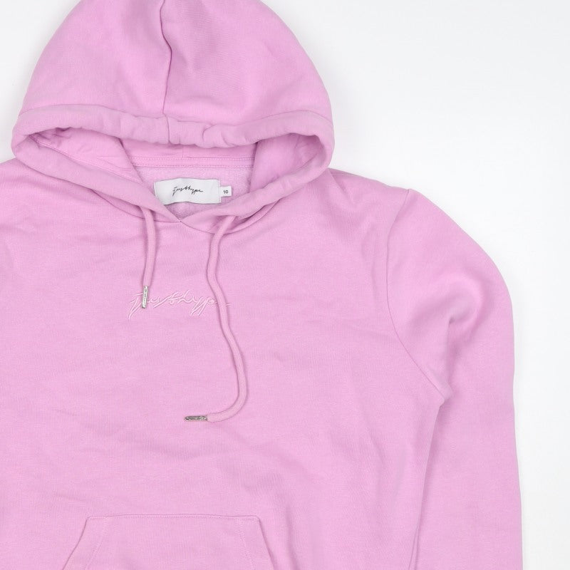 Hype Women’s Pink Logo Hooded Pullover Hoodie UK 10 Cotton Blend