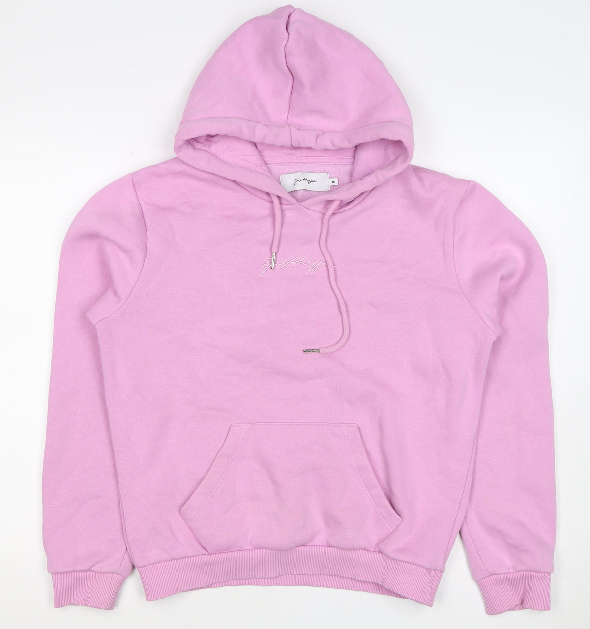 Hype Women’s Pink Logo Hooded Pullover Hoodie UK 10 Cotton Blend