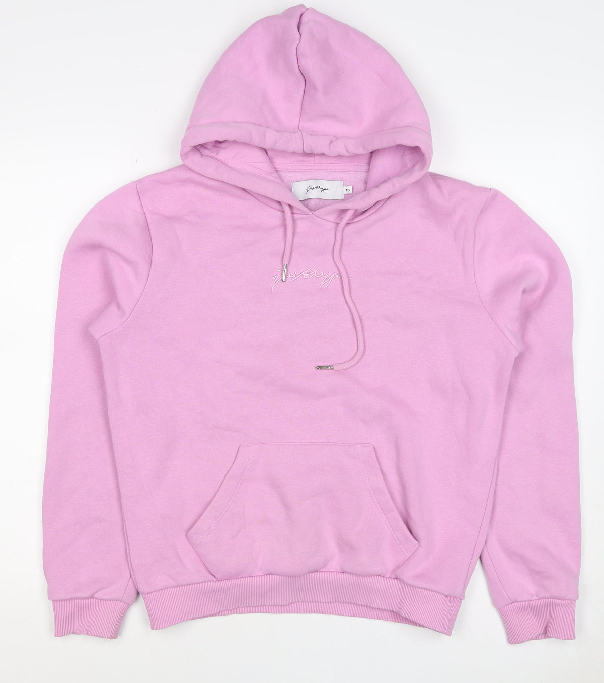Hype Women’s Pink Logo Hooded Pullover Hoodie UK 10 Cotton Blend