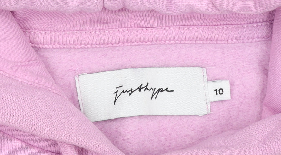 Hype Women’s Pink Logo Hooded Pullover Hoodie UK 10 Cotton Blend