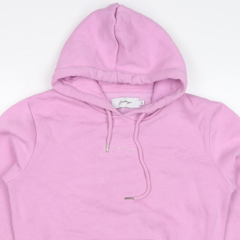 Hype Women’s Pink Logo Hooded Pullover Hoodie UK 10 Cotton Blend