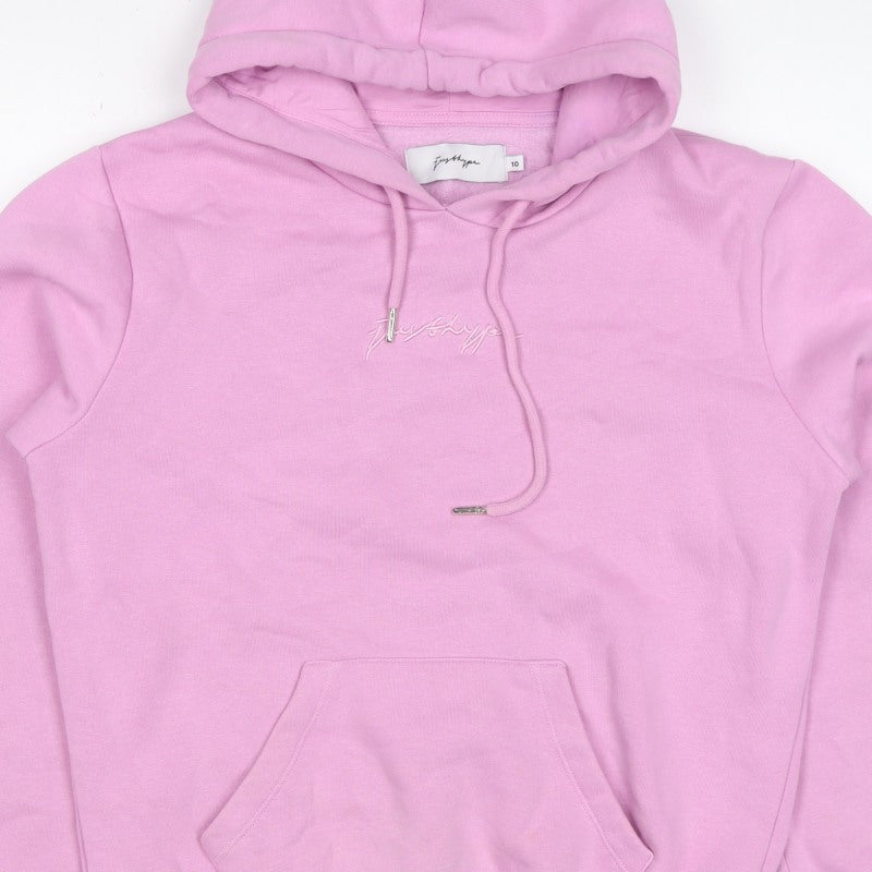 Hype Women’s Pink Logo Hooded Pullover Hoodie UK 10 Cotton Blend