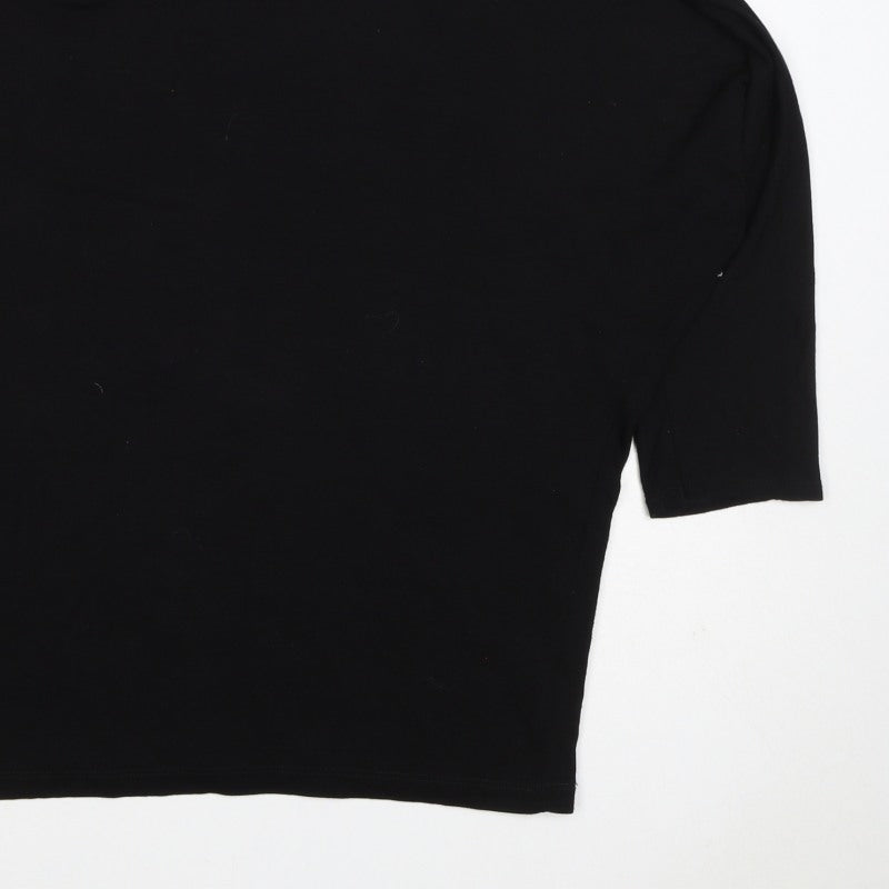 Rachel Zoe Women Black XL Basic Crew Neck Short Sleeve T-Shirt