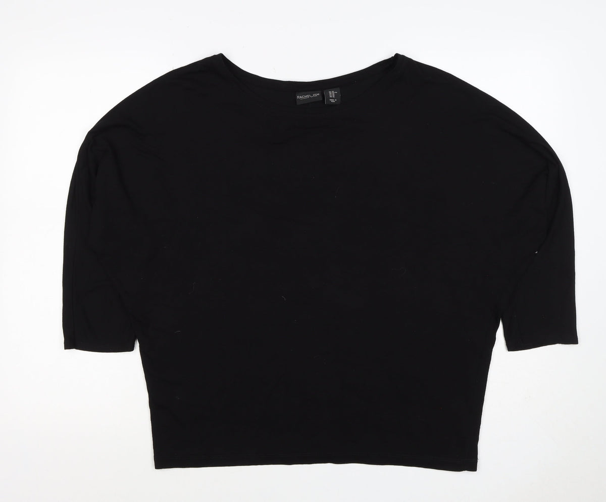 Rachel Zoe Women Black XL Basic Crew Neck Short Sleeve T-Shirt