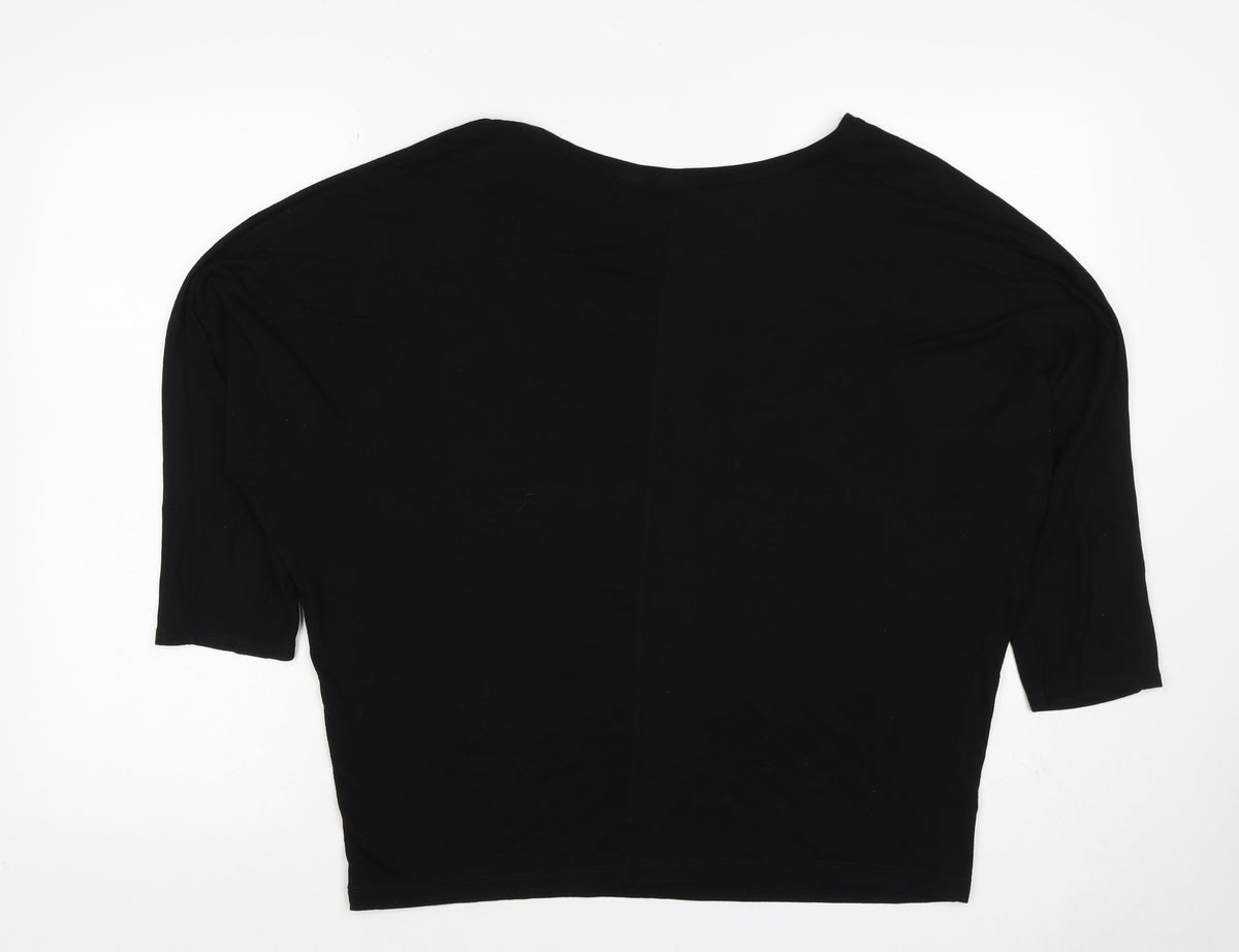 Rachel Zoe Women Black XL Basic Crew Neck Short Sleeve T-Shirt