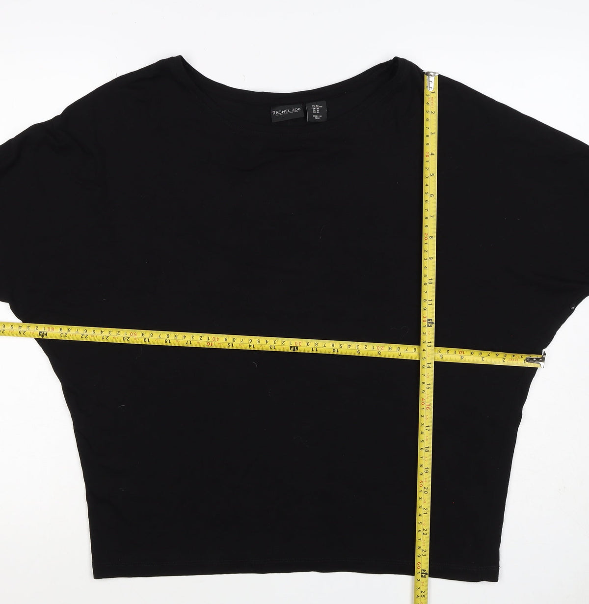 Rachel Zoe Women Black XL Basic Crew Neck Short Sleeve T-Shirt