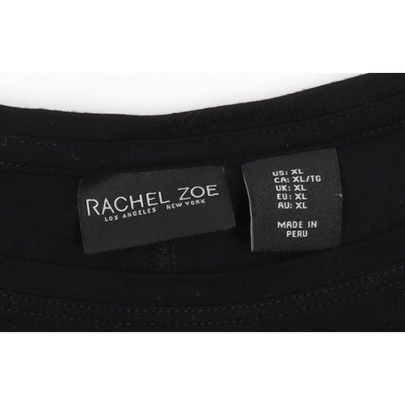 Rachel Zoe Women Black XL Basic Crew Neck Short Sleeve T-Shirt