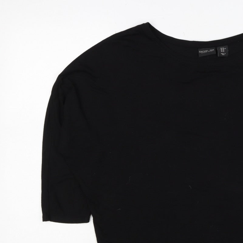 Rachel Zoe Women Black XL Basic Crew Neck Short Sleeve T-Shirt