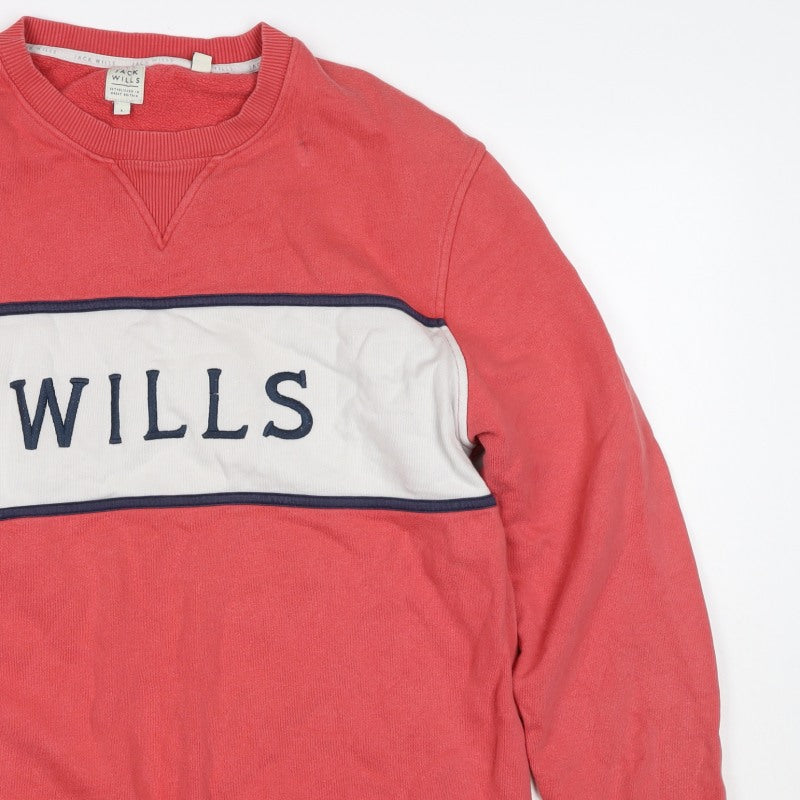 Jack Wills Women’s Red L Colourblock Logo Crew Neck Sweatshirt