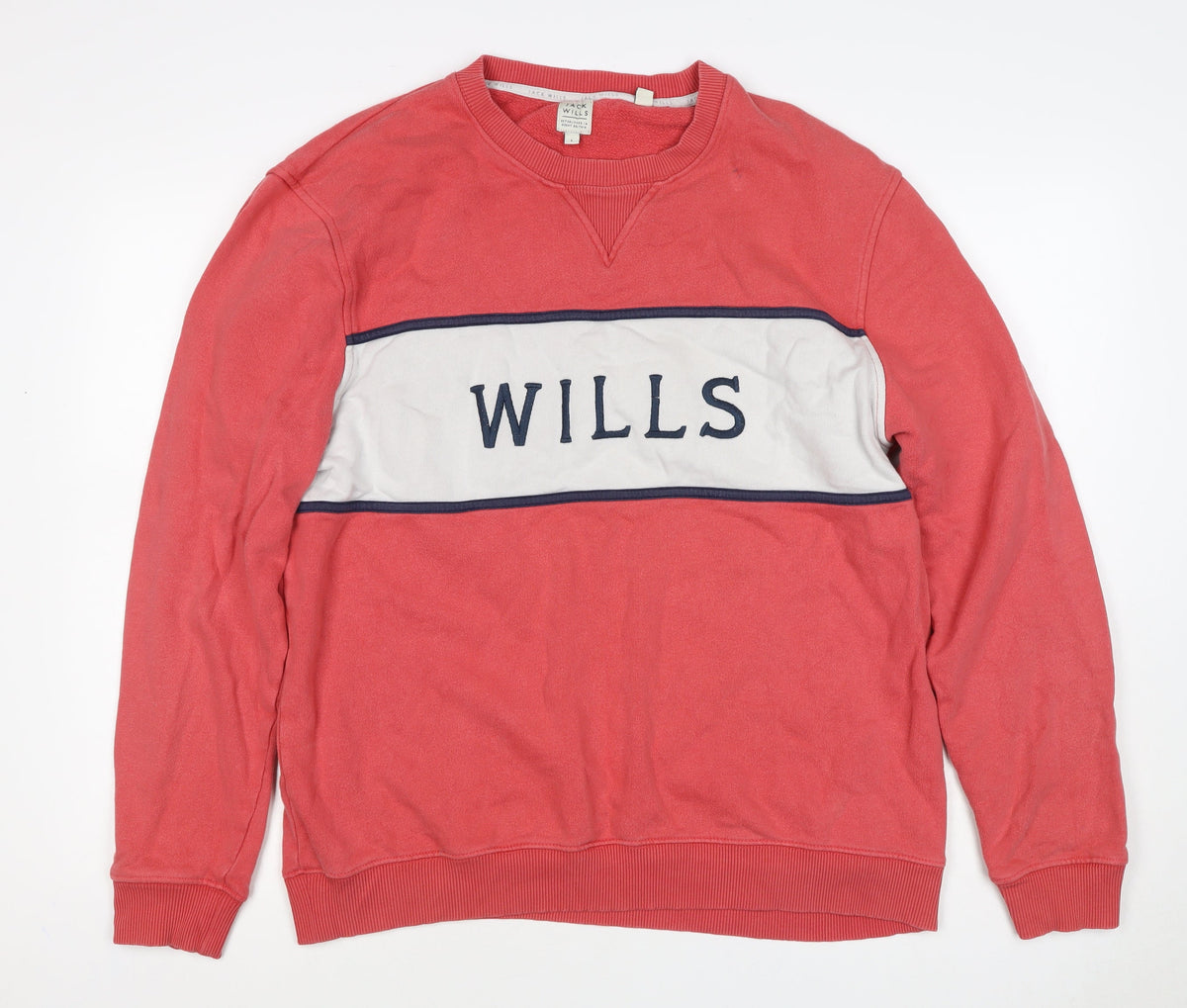 Jack Wills Women’s Red L Colourblock Logo Crew Neck Sweatshirt