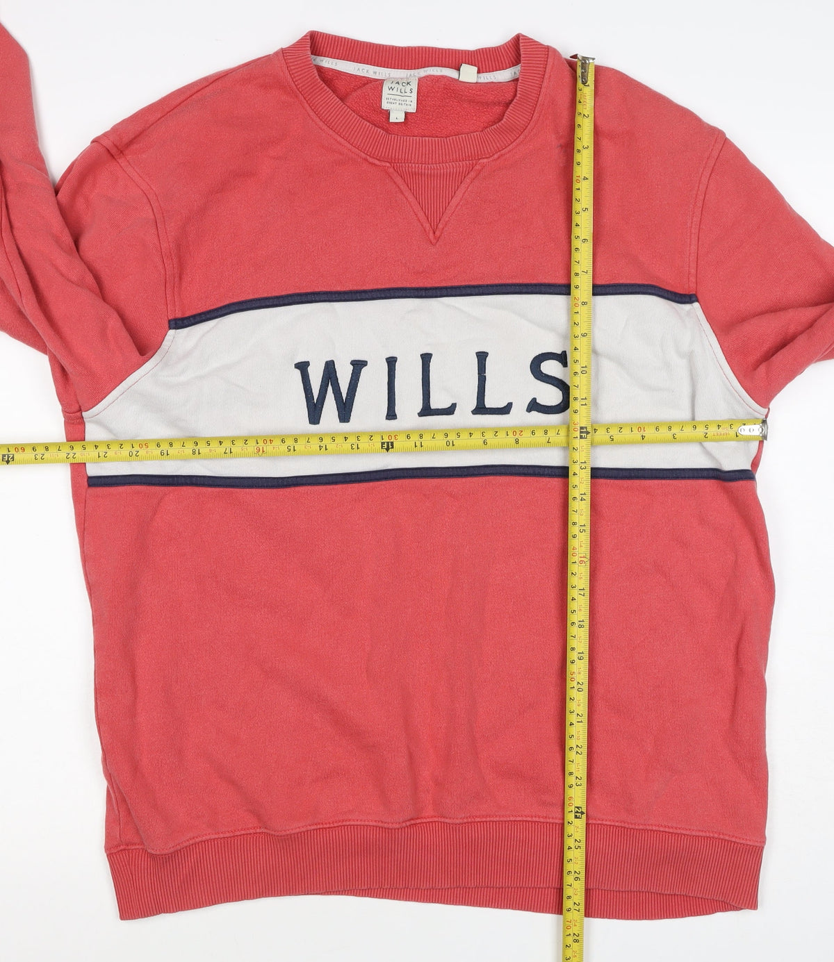 Jack Wills Women’s Red L Colourblock Logo Crew Neck Sweatshirt