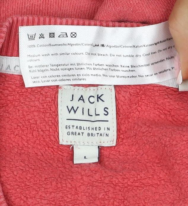 Jack Wills Women’s Red L Colourblock Logo Crew Neck Sweatshirt