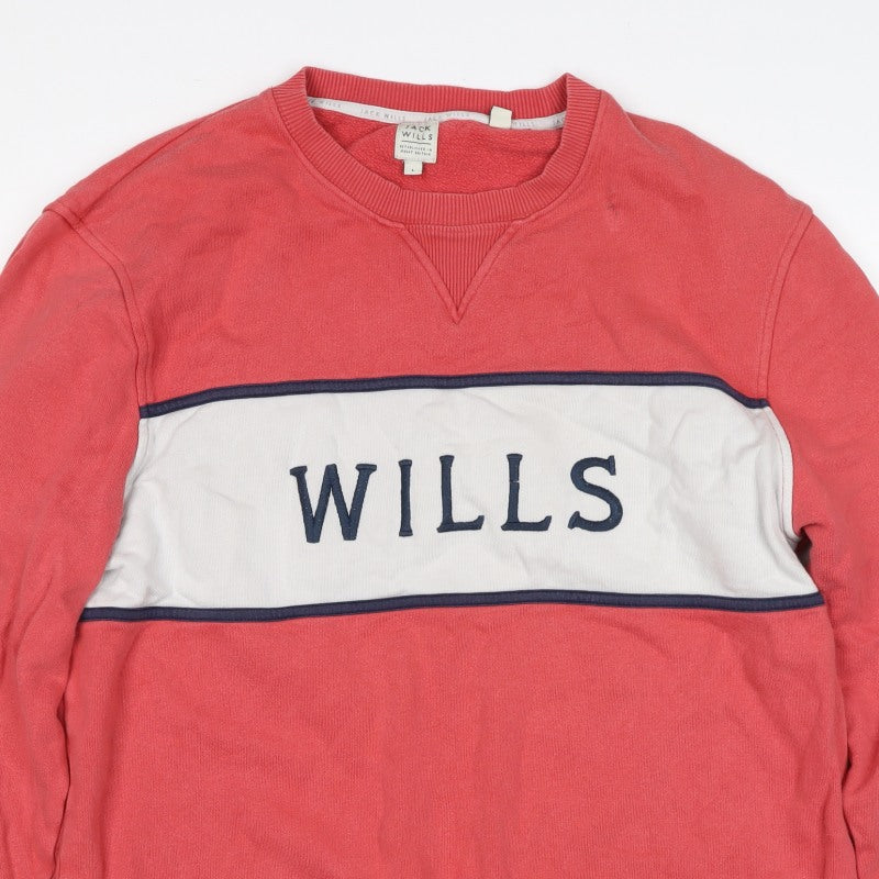 Jack Wills Women’s Red L Colourblock Logo Crew Neck Sweatshirt