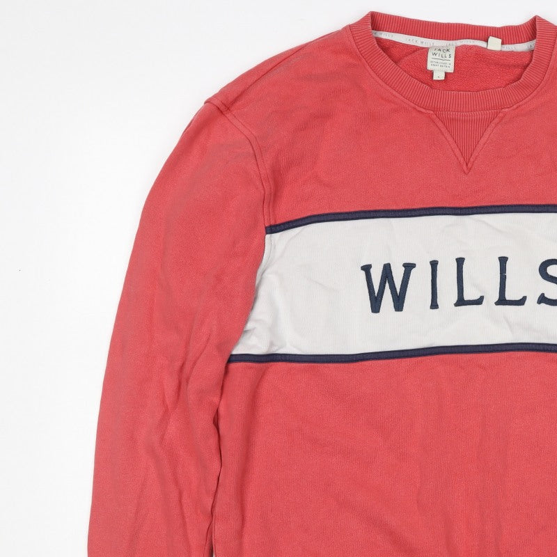 Jack Wills Women’s Red L Colourblock Logo Crew Neck Sweatshirt