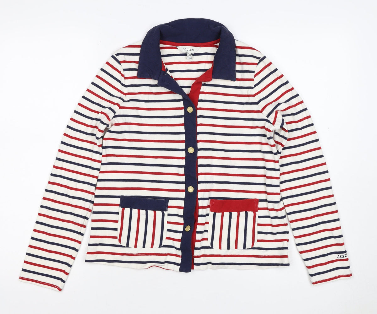 Joules Women’s Multicoloured UK 8 Striped Cotton Collared Cardigan