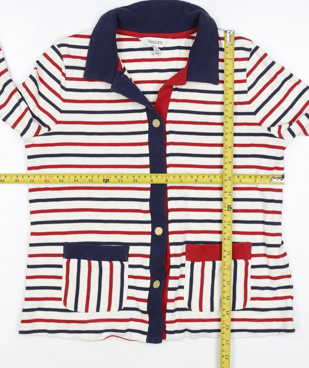 Joules Women’s Multicoloured UK 8 Striped Cotton Collared Cardigan
