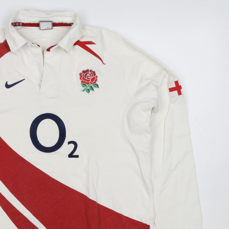 Nike Boys White XL England Rugby O2 Henley Sweatshirt 13-14 Years