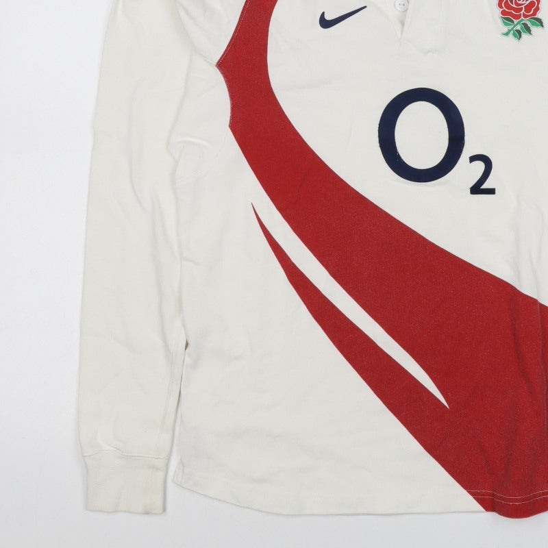 Nike Boys White XL England Rugby O2 Henley Sweatshirt 13-14 Years