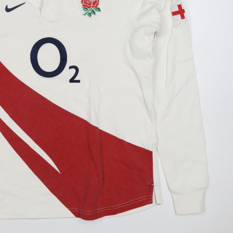 Nike Boys White XL England Rugby O2 Henley Sweatshirt 13-14 Years
