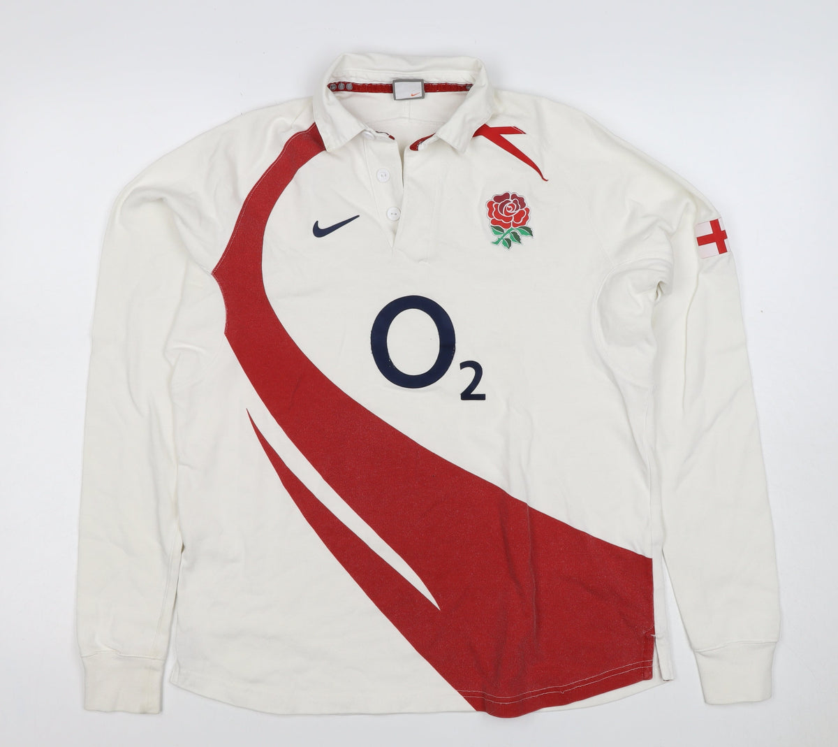 Nike Boys White XL England Rugby O2 Henley Sweatshirt 13-14 Years