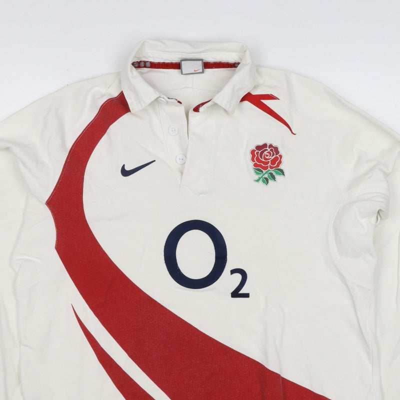 Nike Boys White XL England Rugby O2 Henley Sweatshirt 13-14 Years