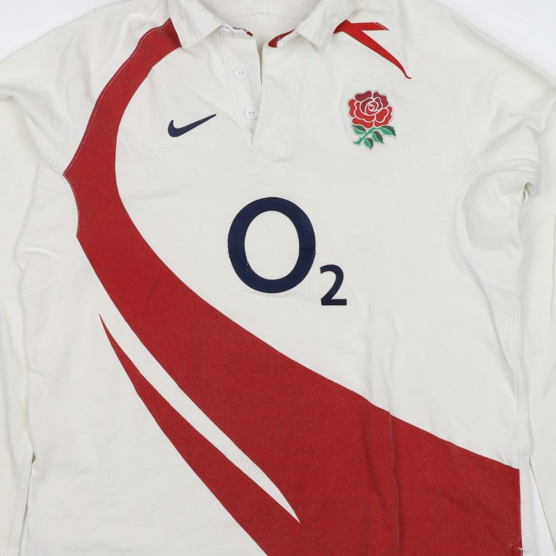 Nike Boys White XL England Rugby O2 Henley Sweatshirt 13-14 Years