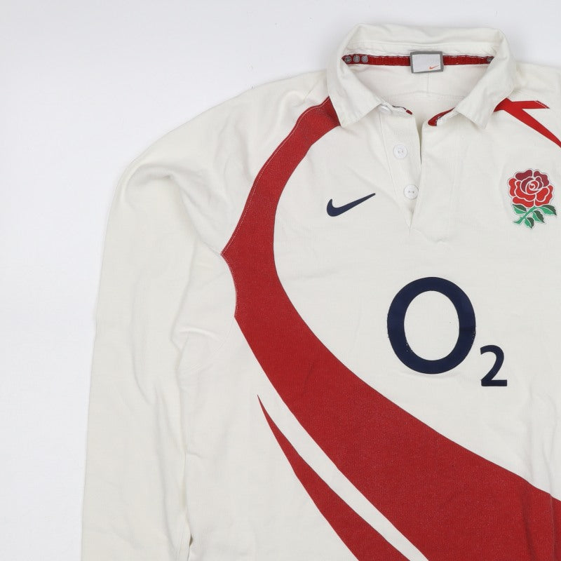Nike Boys White XL England Rugby O2 Henley Sweatshirt 13-14 Years