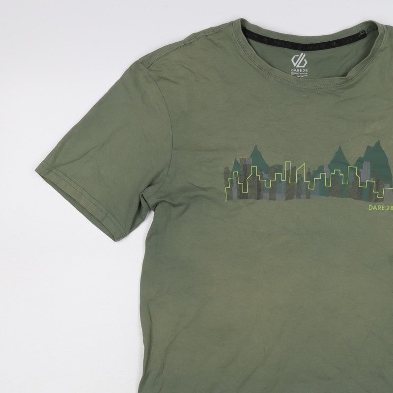 Dare 2b Mens Green L Crew Neck City Mountain Graphic T-Shirt