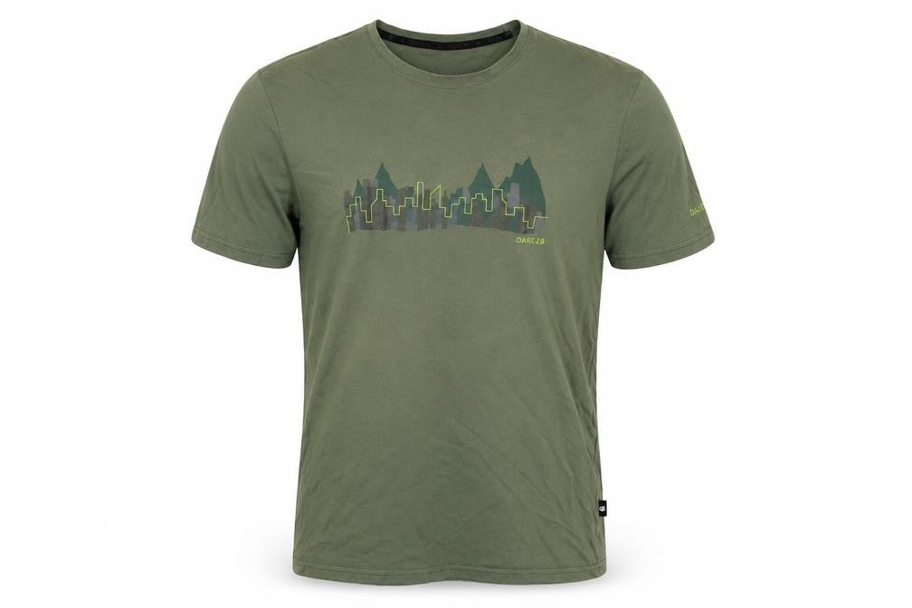Dare 2b Mens Green L Crew Neck City Mountain Graphic T-Shirt