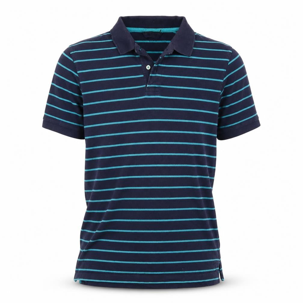 Blue Harbour M&S Men's Blue Striped Small Short Sleeve Cotton Polo