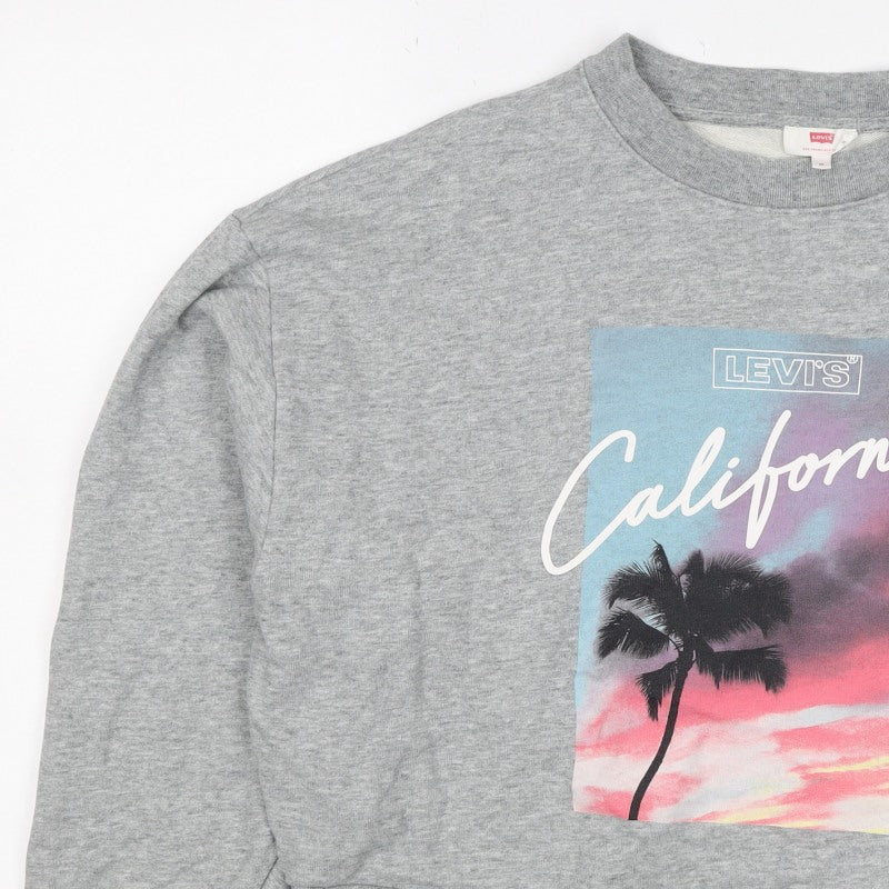 Levi's Women Grey M California Palm Graphic Crew Sweatshirt